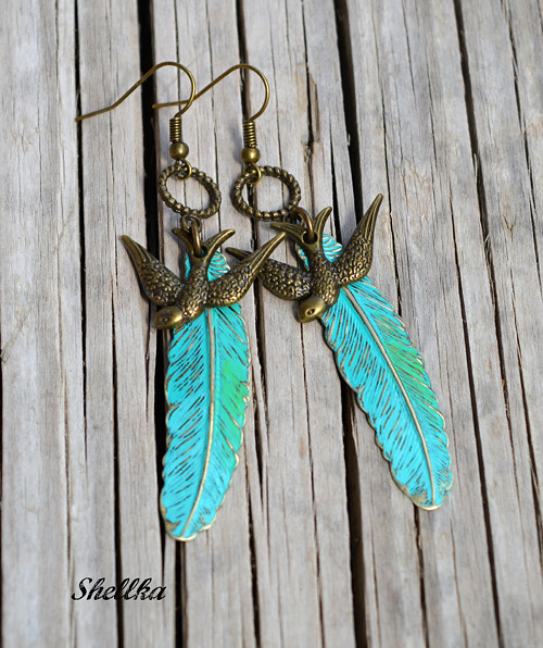Náušnice ,,FEATHERS & BIRDS,, — foto 3