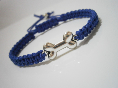 "Psí kost" - modrý náramek (macramé) - Unisex — foto 2