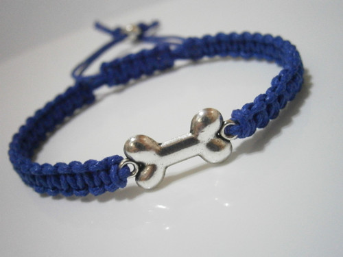 "Psí kost" - modrý náramek (macramé) - Unisex — foto 4