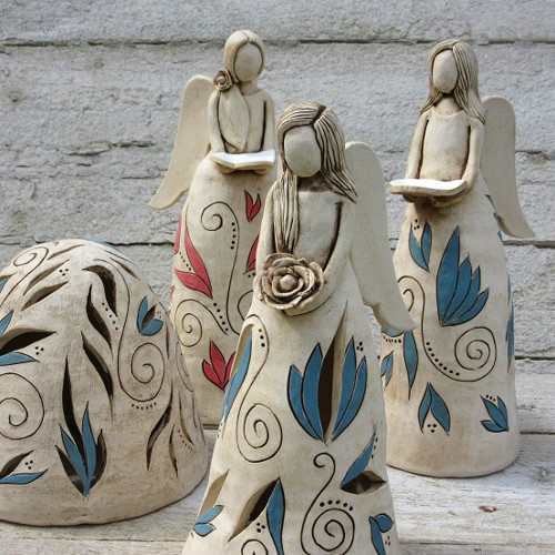 Keramický anděl s ornamenty - svícen — foto 2
