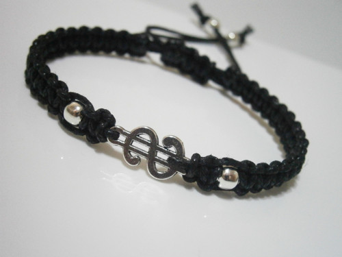 "Dolar" - černý náramek (macramé) - Unisex — foto 2