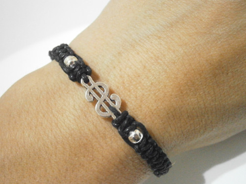 "Dolar" - černý náramek (macramé) - Unisex — foto 5