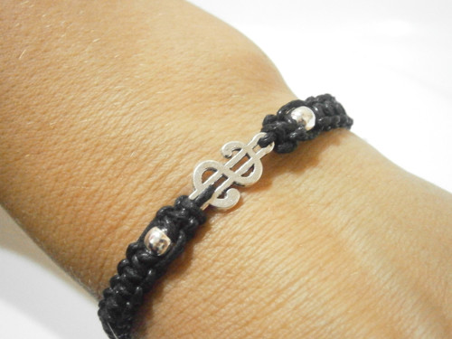 "Dolar" - černý náramek (macramé) - Unisex — foto 6