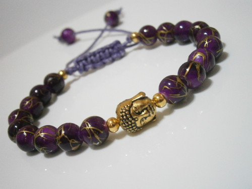 Fialový náramek s Buddhou (macramé) — foto 5