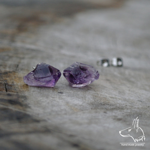Ametystové náušničky - rough crystal — foto 2