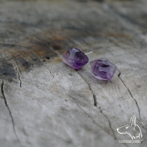 Ametystové náušničky - rough crystal — foto 3