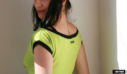 Triko limetkové - "písmo" (S) — foto 3