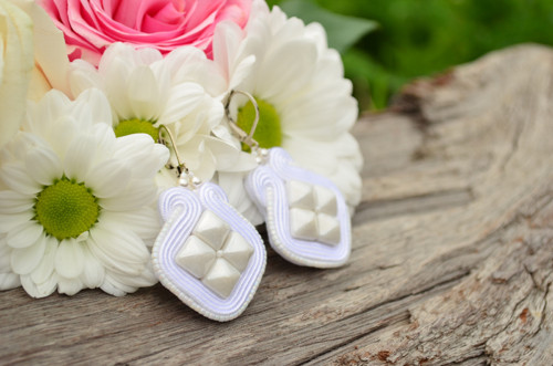 Soutache Svatební Náušnice + Dárková krabička — foto 2