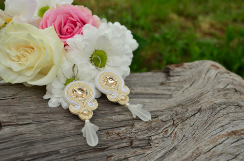 Soutache Náušnice Ivory Love + Dár.krabička — foto 2