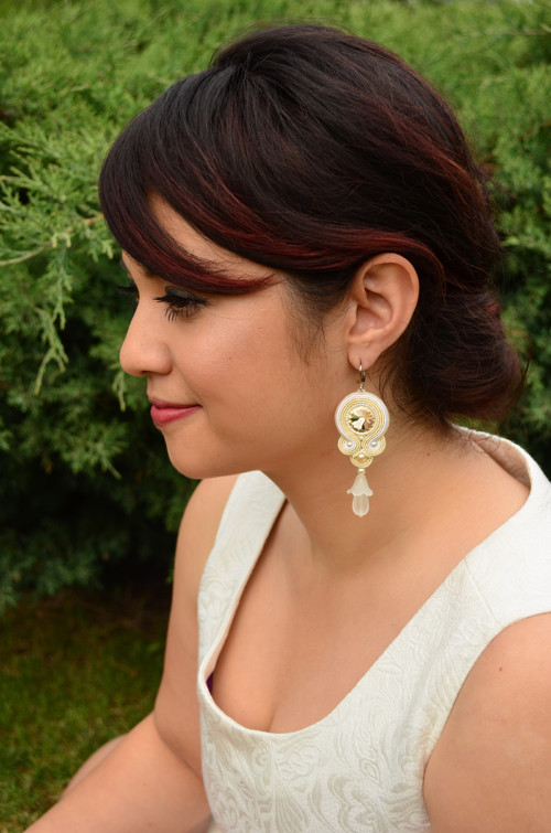 Soutache Náušnice Ivory Love + Dár.krabička — foto 3