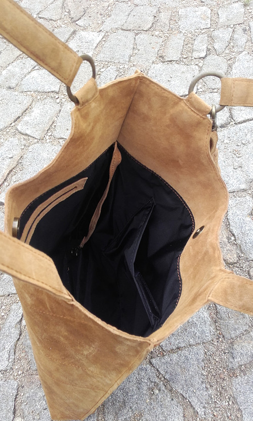 Velká kožená kabelka "cognac macchiato" — foto 4