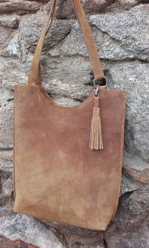 Velká kožená kabelka "cognac macchiato" — foto 6