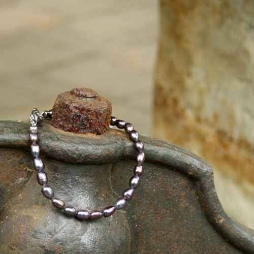 Perlový náramek šedá perla 19 cm — foto 4