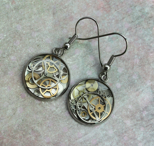 Steampunkové náušnice /nerez/ — foto 2