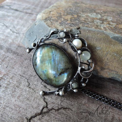 Mysterious Moon - labradorit, perla, serpentinit — foto 4