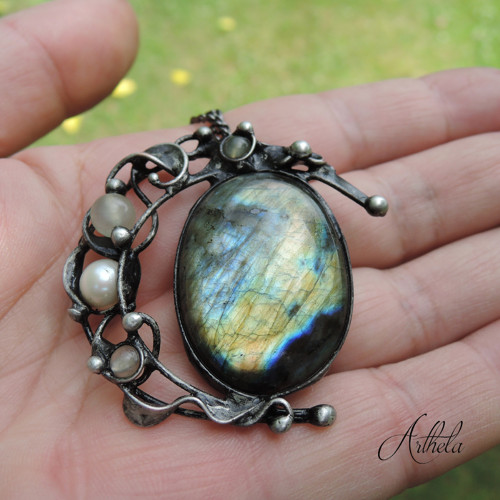 Mysterious Moon - labradorit, perla, serpentinit — foto 6