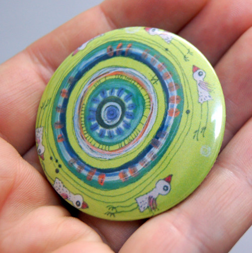 Originální placka - buttonek mandala ptačí — foto 2