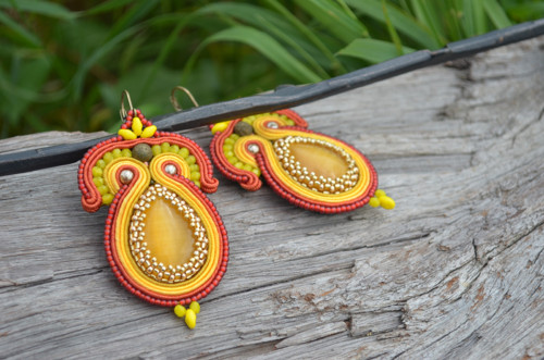 Soutache náušnice Orient.. Sun and honey — foto 2
