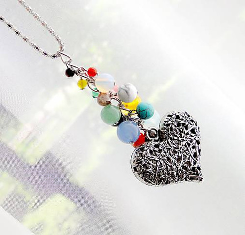 Multi-gemstone & Heart / Čakrový náhrdelník — foto 3
