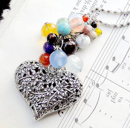 Multi-gemstone & Heart / Čakrový náhrdelník — foto 4