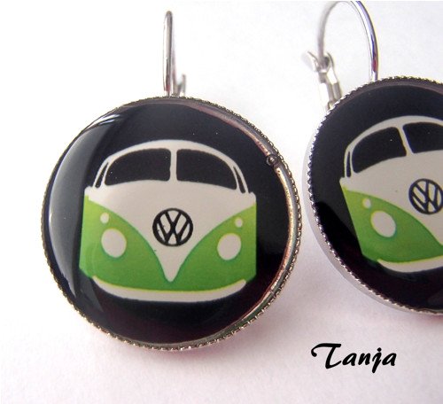 VW bus v zelené.. antialergenní náušnice — foto 3