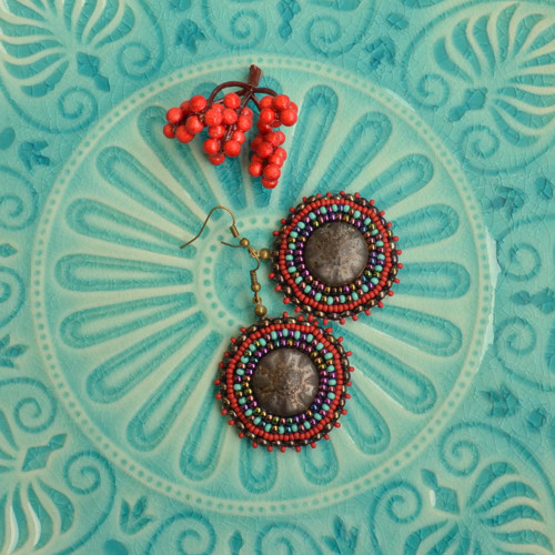 Pottery earrings n.5- vyšívané náušnice — foto 2