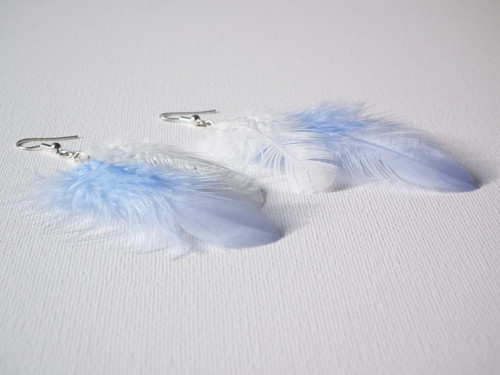 Blue from heaven - bílo modré peříčkové náušnice — foto 3