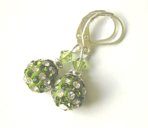 Shamballa náušnice Crystal a Peridot..VÝPRODEJ — foto 2