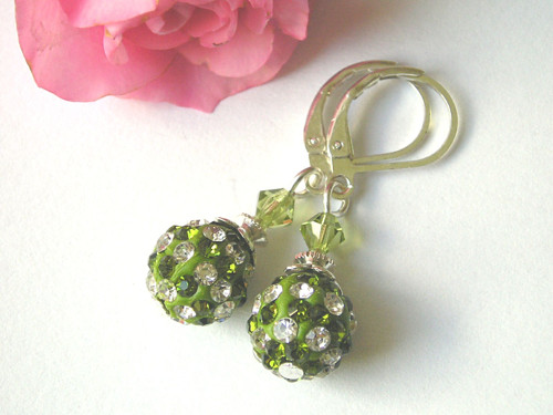 Shamballa náušnice Crystal a Peridot..VÝPRODEJ — foto 3