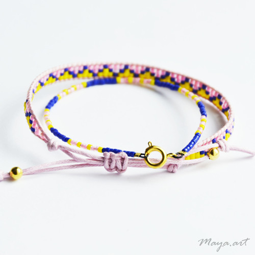 Modrorůžová sada náramků WEAVED BRACELET — foto 2