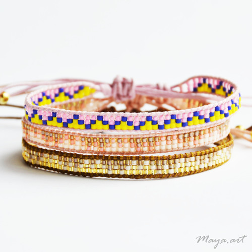 Modrorůžová sada náramků WEAVED BRACELET — foto 3