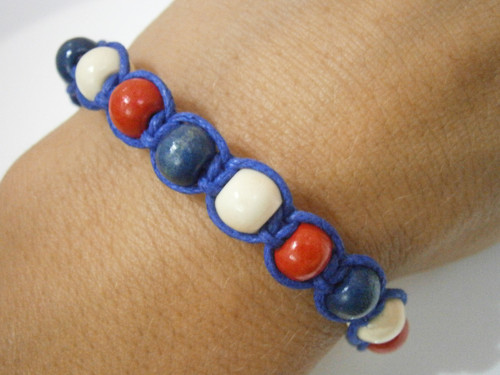 Národní/Námořnický náramek (macramé/shamballa) — foto 3
