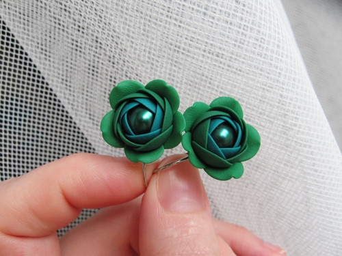 Deep emerald, visací náušnice. Pouze jeden kus! — foto 2
