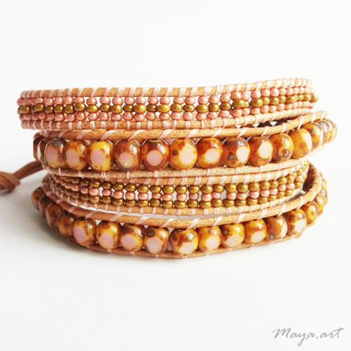 Růžovohnědý náramek WRAP BRACELET — foto 2