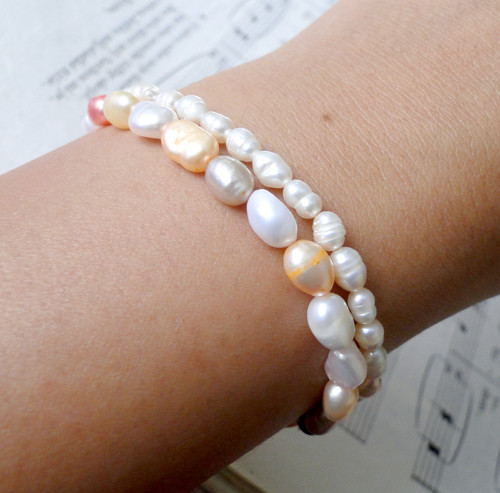 Multicolor Freshwater Pearls / Perlový náramek — foto 2