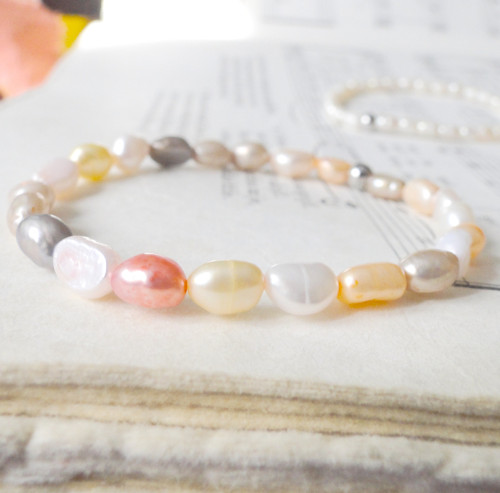Multicolor Freshwater Pearls / Perlový náramek — foto 3
