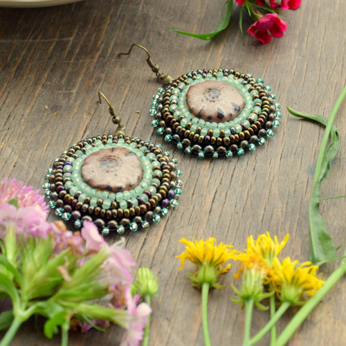 Pottery earrings n.13 - vyšívané náušnice — foto 2
