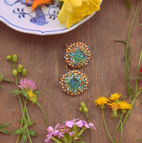 Melange earrings n.2- vyšívané náušnice — foto 2
