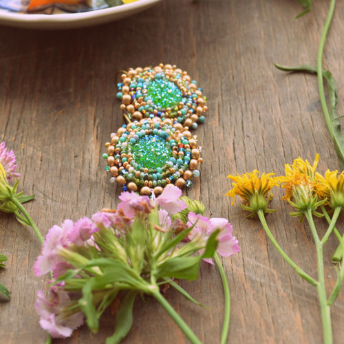 Melange earrings n.2- vyšívané náušnice — foto 3