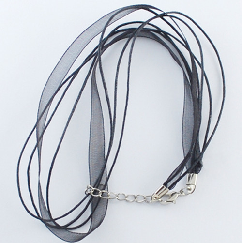 Organza šňůrka/ černá 3+1/ 44cm — foto 2