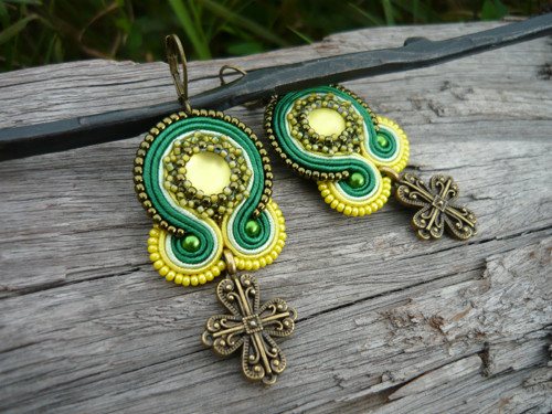 Soutache náušnice Čtyřlístek pro štěstí — foto 2