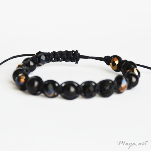 Měděnočerný shamballa náramek — foto 2