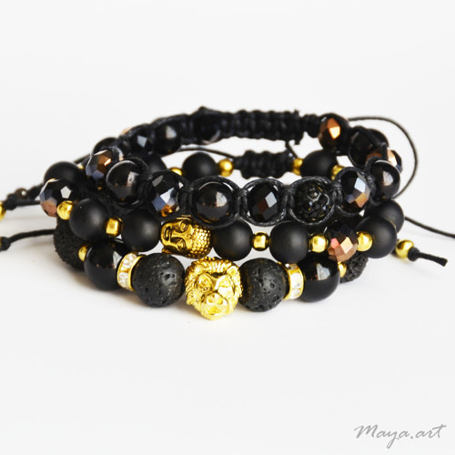 Měděnočerný shamballa náramek — foto 3