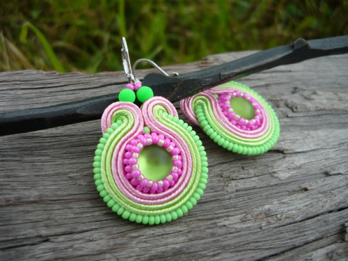 Soutache náušnice Fresh Apple and Strawberry — foto 2