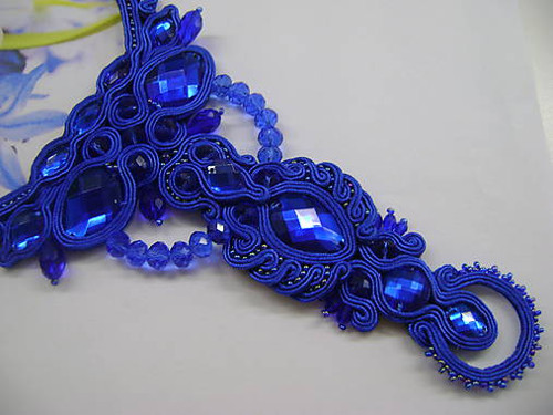 Soutache náhrdelník modrý — foto 2