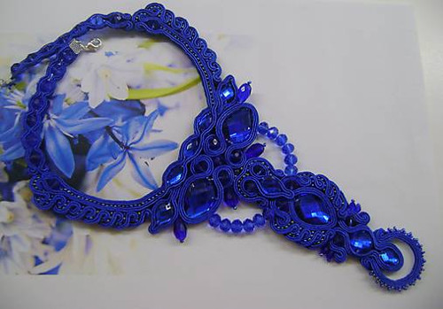 Soutache náhrdelník modrý — foto 3