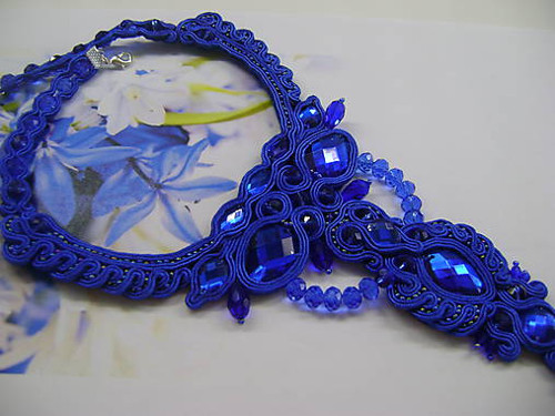 Soutache náhrdelník modrý — foto 4