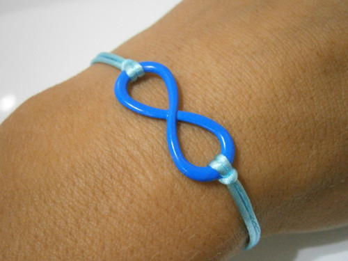 Infinity - modrý saténový náramek (Unisex) — foto 2