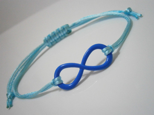 Infinity - modrý saténový náramek (Unisex) — foto 4