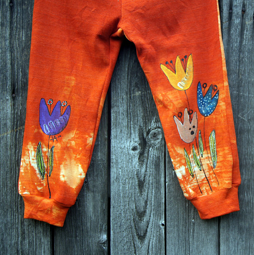 Pohodlné gatě s tulipány 5-7 let — foto 3